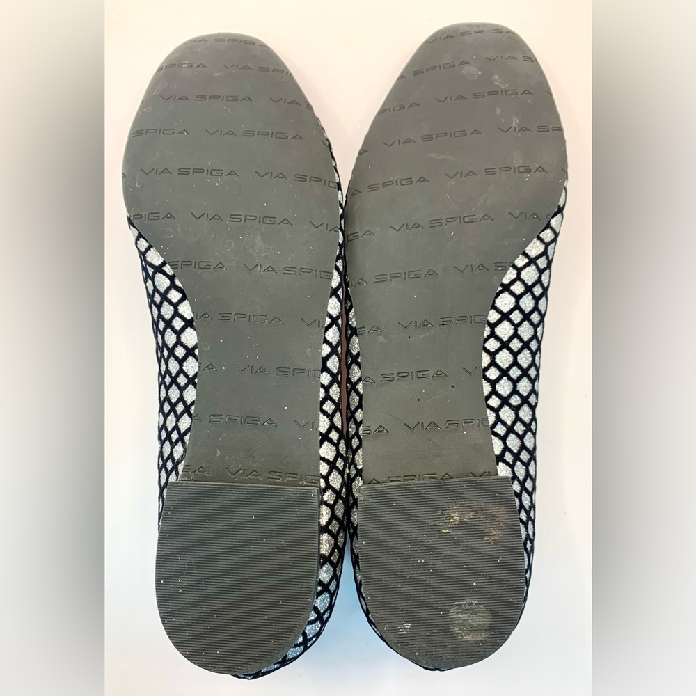 Via Spiga Edina Ballet Flats - Black w/ Silver Sparkle - 7.5M - Picture 10 of 12